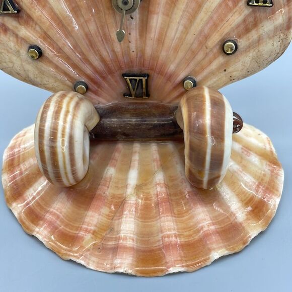 Vintage Owl Shell Art Clock Handmade Kitsch Souvenir 1970s - Picture 8 of 16